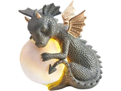 Decoración solar para jardín, estatua para exteriores con dragón sosteniendo un orbe mágico, luces LED solares, mejora el ambiente de tu jardín.