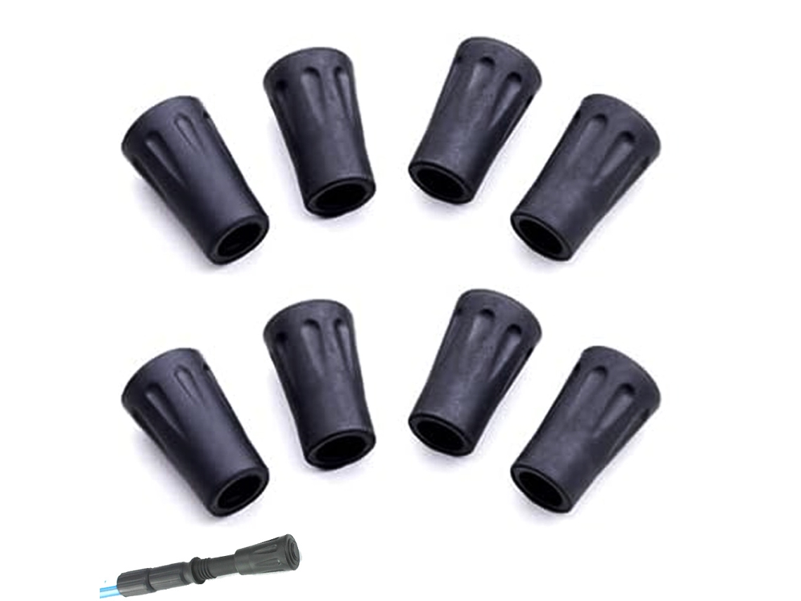 8 puntas de goma para espinilleras, botas y bastones de trekking. Repuesto para bastones de trekking.