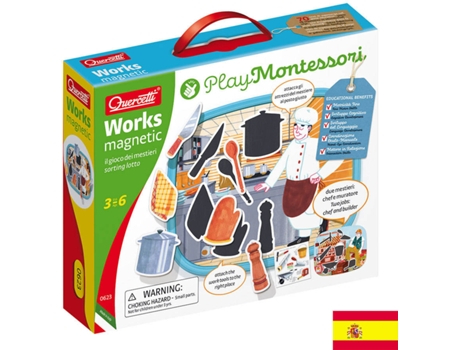 Juego Educativo QUERCETTI Play Montessori Magnetico Trabajos (Edad Mínima: 3 Años - 29 x 24 x 6 cm)