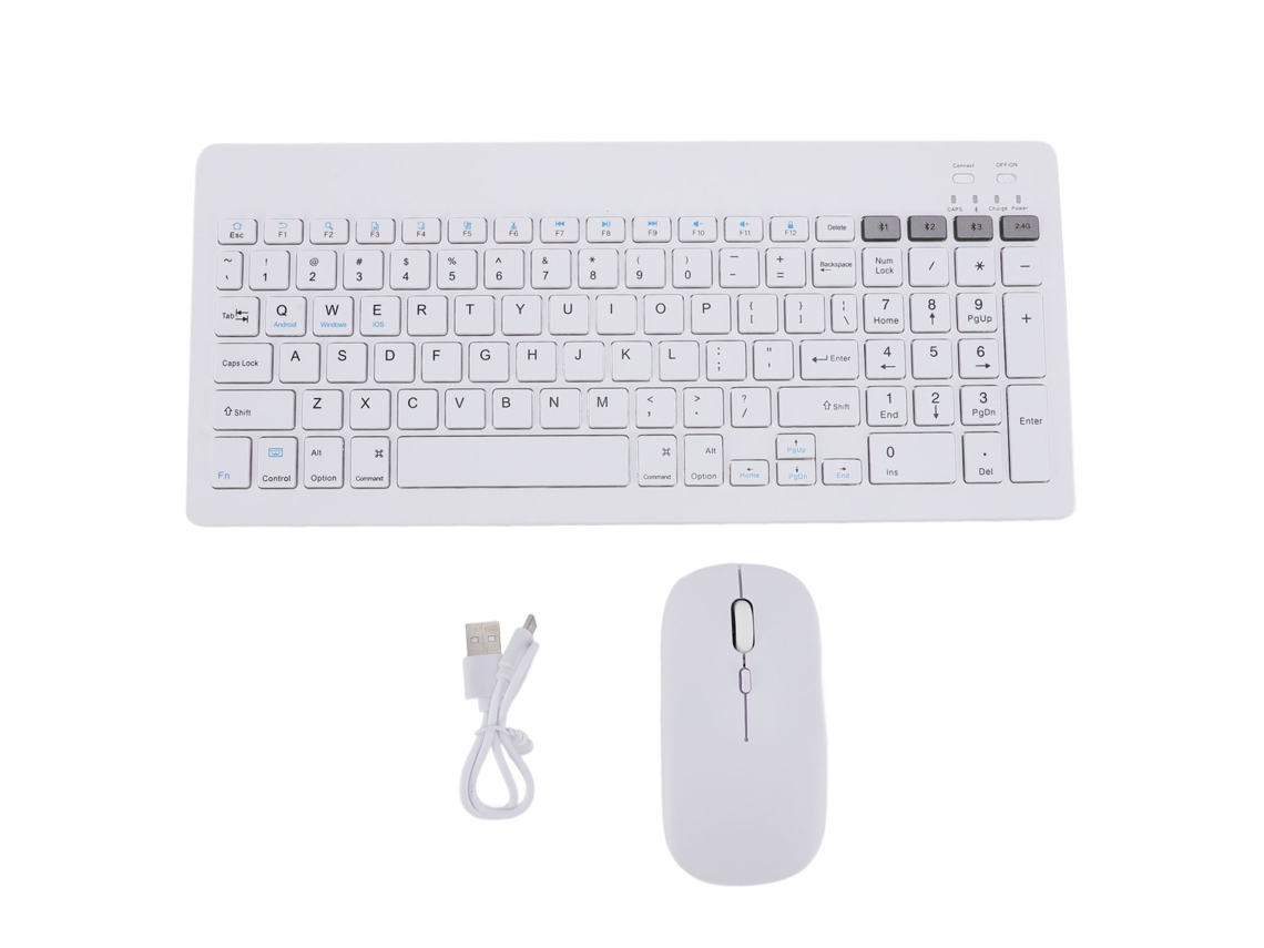 Kit De Teclado Y Ratón Inalámbricos Bluetooth, Recargables, Con Modos Duales, 4 Canales, Color Blanco.