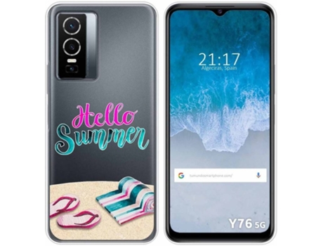 Carcasa para Vivo Y76 5G TUMUNDOSMARTPHONE Dibujos Transparente Summer Multicolor