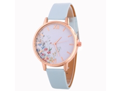 Reloj De Pulsera De Cuarzo Para Mujer Zhoulianfa Con Correa De Piel Sintética Azul Claro.
