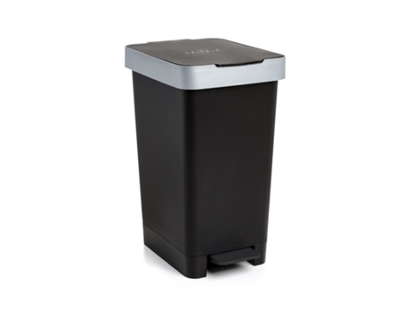 TATAY Smart - Cubo de basura 25L con Doble Apertura, Pedal Retráctil y Manual. Negro