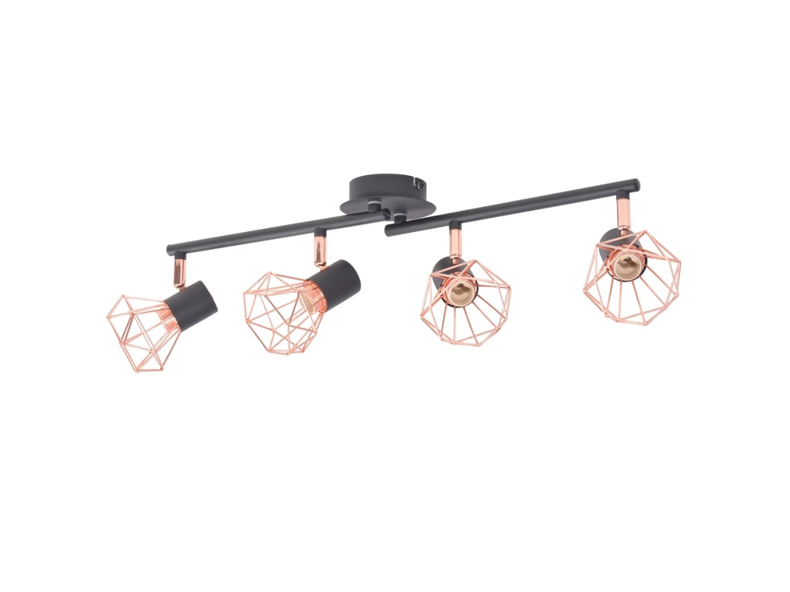 Lámpara de techo con 4 focos E14 negro y cobre