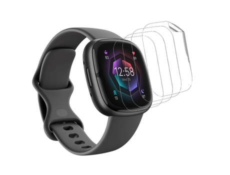 Kit 4 Protectores de Pantalla Flexshield Con UV Fitbit by Google Sense 2 Transparente