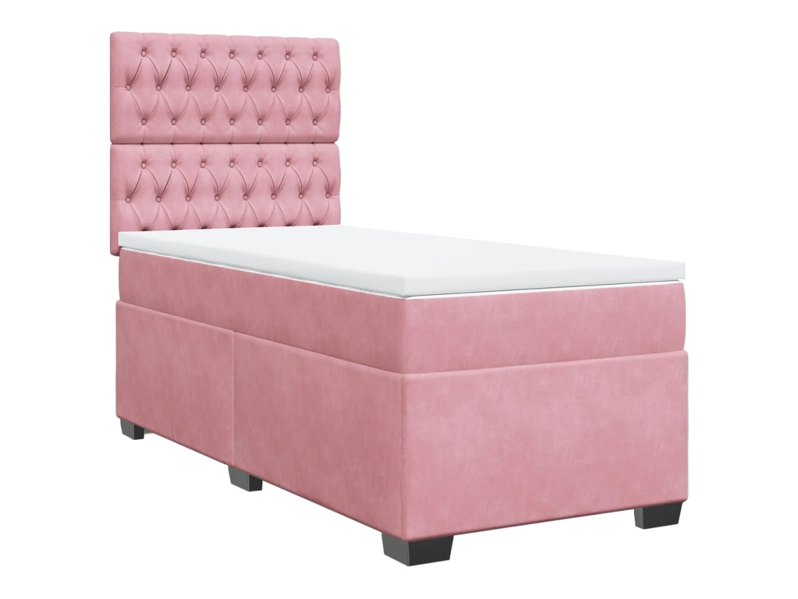 Maison Exclusive - Cama Box Spring Con Colchón Terciopelo Rosa 90x200 Cm