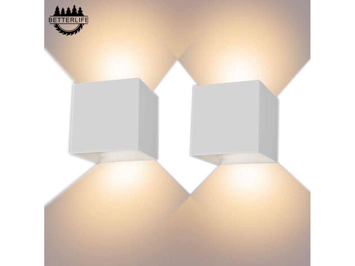 Aplique de pared de 12 W, 2 unidades, LED de 3000 K, para uso interior/exterior, resistente al agua IP65, ideal para dormitorio PRIME KANG (blanco)