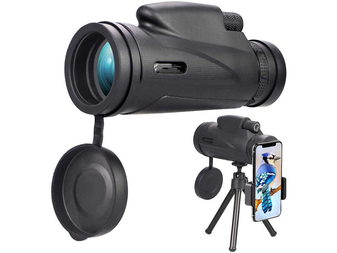 Monocular HD 12x50 IP68, trípode, adaptador para smartphone, observación de aves, caza, senderismo, juegos, conciertos, color negro, Yizhood