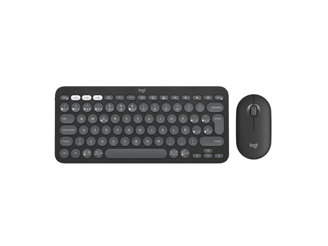 Teclado y Ratón LOGITECH Pebble 2 Combo (Grafito - Acero - Bluetooth - Bluetooth - Qwerty Español)
