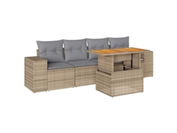 Conjunto de 5 sofás de jardín con cojines de mimbre beige MAISON EXCLUSIVE (5 piezas)