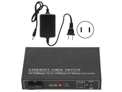 Transceptor de fibra óptica (100 m, 1 fibra, 4 Ethernet, fibra monomodo)