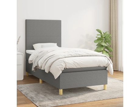 Cama con somier VIDAXL (Gris - Tela - 203 x 90 x 128 cm)