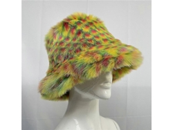 Gorro De Cubo De Pelo Falso De Zorro Arcoíris Fluffy Caliente Invierno Otoño Para Mujer Talla 58-60cm Amarillo Piña L 58 60cm Piña Amarilla