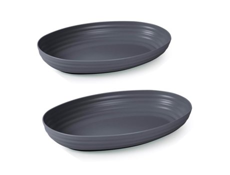 PLASTIC FORTE - Juego de 2 Bandejas Classic Ovales de 2.3L y 3.2L Reutilizables Grafito
