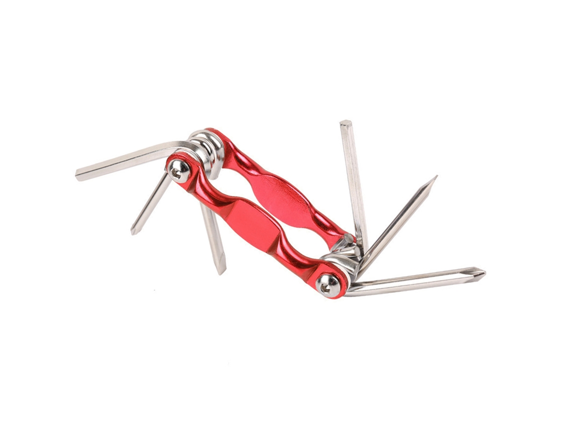 Herramienta Multifuncional 11 En 1 Para Bicicletas Con Tronchacadenas, Llave Allen Y Destornillador Phillips - Roja