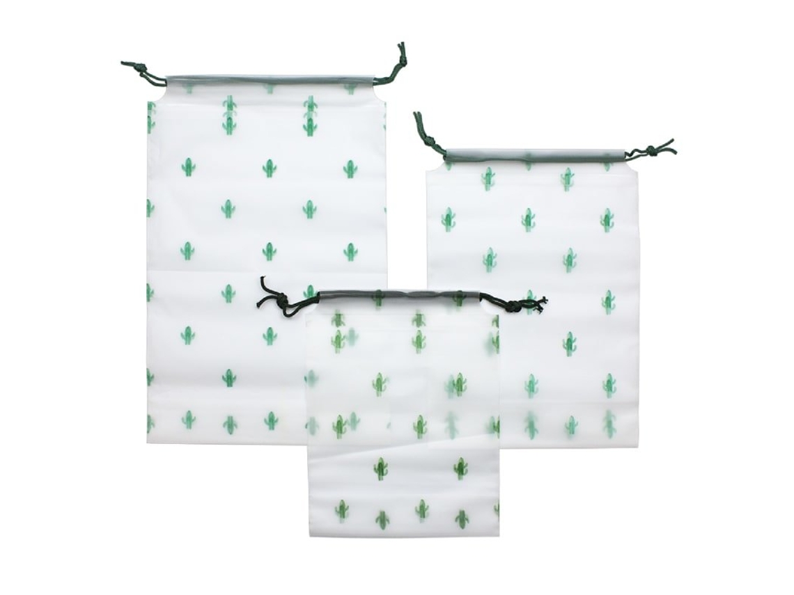 Bolsas de almacenamiento en paquete de 3  Cactus