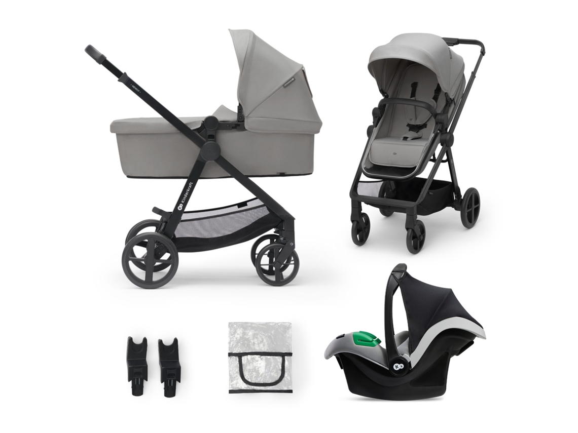 Cochecito de bebé multifuncional 3 en1 KINDERKRAFT Newly + Mink PRO (Gris)