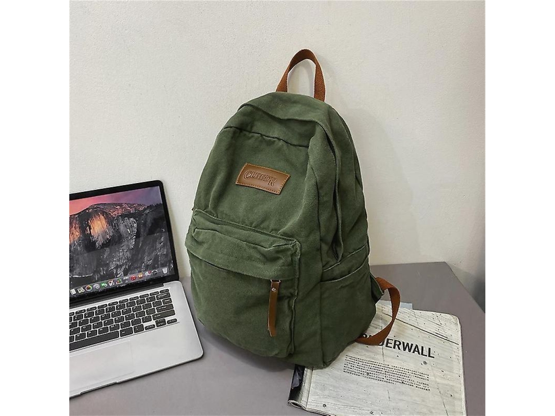 2026-mochila Escolar Universitaria Unisex De Lona Verde Moda Cool Con Compartimento Para Laptop 20-35l Hwx Verde