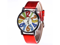 Reloj De Cuarzo Con Correa De Cuero Pu Unisex Zhoulianfa (rojo)