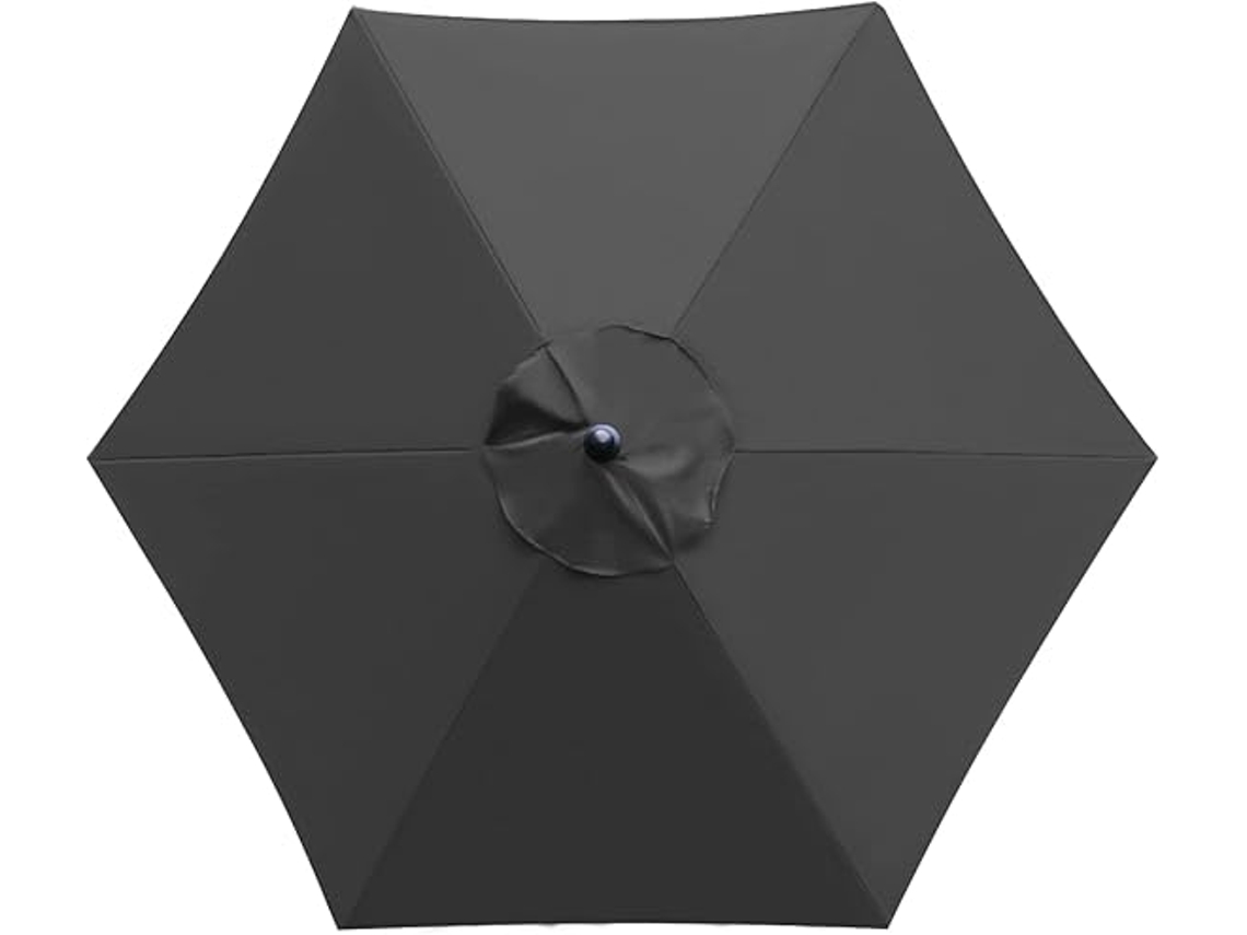 Tela de repuesto para sombrilla de exterior, 6 varillas, 3 metros, impermeable, protección UV, color negro (sin soporte)