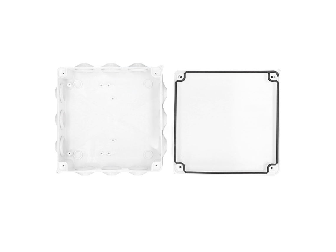 Caja de conexiones eléctricas 200x200x80mm IP65 resistente a la lluvia con junta de goma