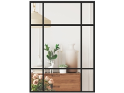 Espejo de pared rectangular, espejo de ventana, 70x50 cm con marco de metal, espejo decorativo para salón/dormitorio, negro.