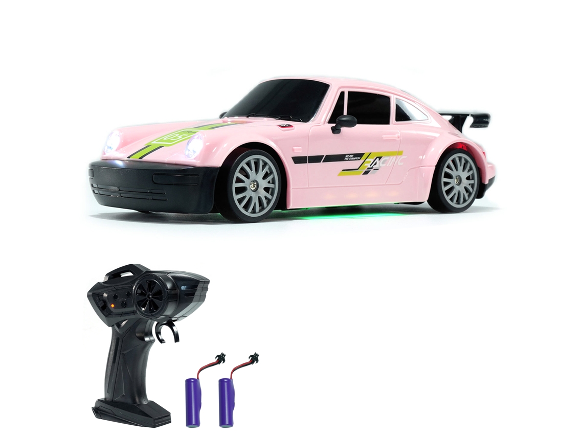 Coche Teledirigido De Drift 1:20 4wd Eléctrico Con Luces Y Batería Recargable. Regalo Ideal Para Niños Y Niñas. Color Rosa.