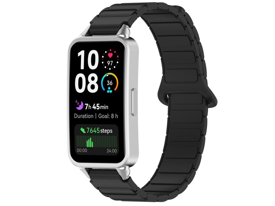 Bracelete Para Huawei Band 10 / 9 / 8 - Silicone Magnético Bicolor Preta