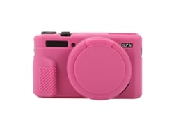 Capa Protetora De Silicone Macio Para Canon Powershot G7x Mark Ii / G7x Ii / G7x2 Com Tampa De Lente Rosa Vermelha