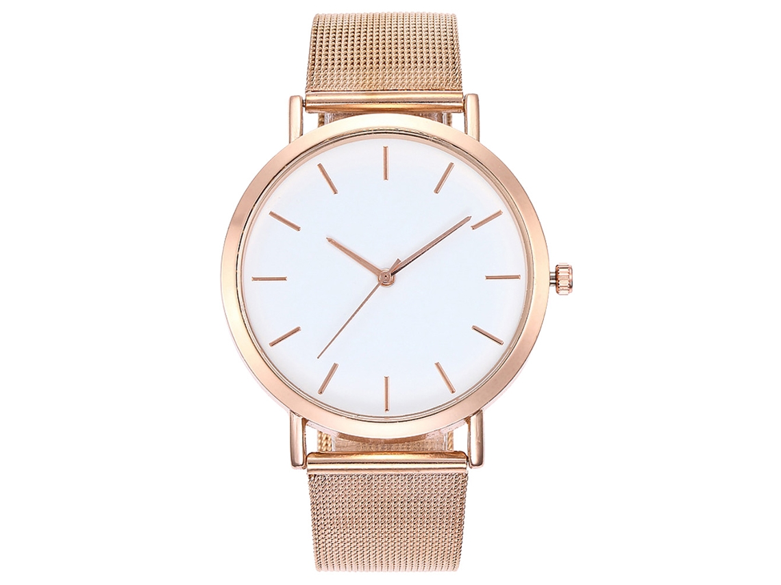 Reloj De Pulsera Analógico De Cuarzo Redondo, Unisex, De Moda, Oro Rosa.