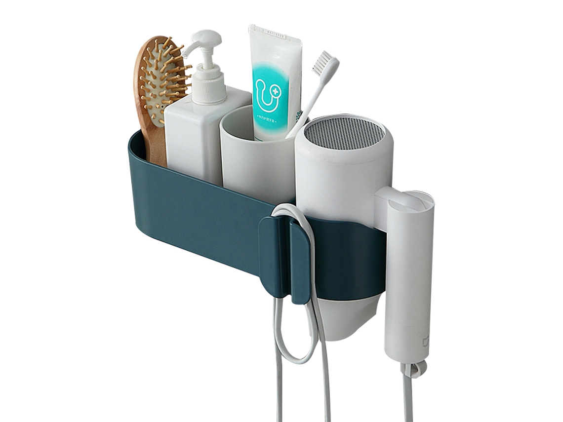Soporte autoadhesivo para secador de pelo, organizador de baño, estantes de pared para secador de pelo