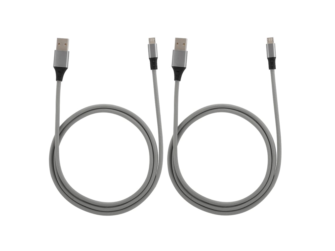 Cable De Carga (luz Led, Suitable Para Teléfonos Android) Cable De Alimentación Gris Pack De 2