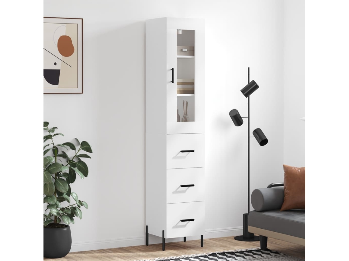 Aparador Alto Madera Contrachapada Blanco 34,5x34x180 Cm