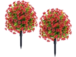Flores Artificiales Para Exteriores, Resistentes A Los Rayos Uv, Plantas Artificiales Para Jardín Y Decoración De Patio (2 Peças/rojo) Gertiz