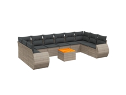 Maison Exclusive - Set De Sofás De Jardín 11 Pzas Y Cojines Ratán Sintético Gris