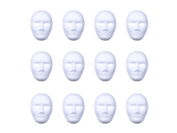 12pcs Máscara De Arte Em Papel Branco Pintável Diy Rosto Completo Para Festas 19x24cm