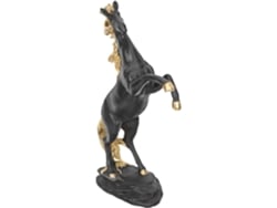 Figura Caballo Plana Fácil Limpiar Resina Negra Decoración Oficina Hogar Pie Base Mesa