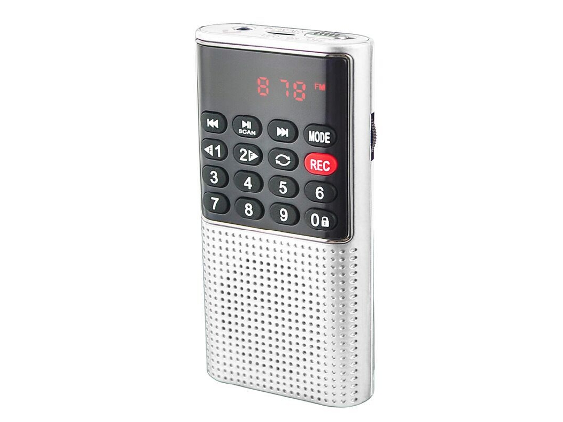 (blanco) Mini Radio Fm Portátil, Grabadora Y Batería Recargable De Larga Duración