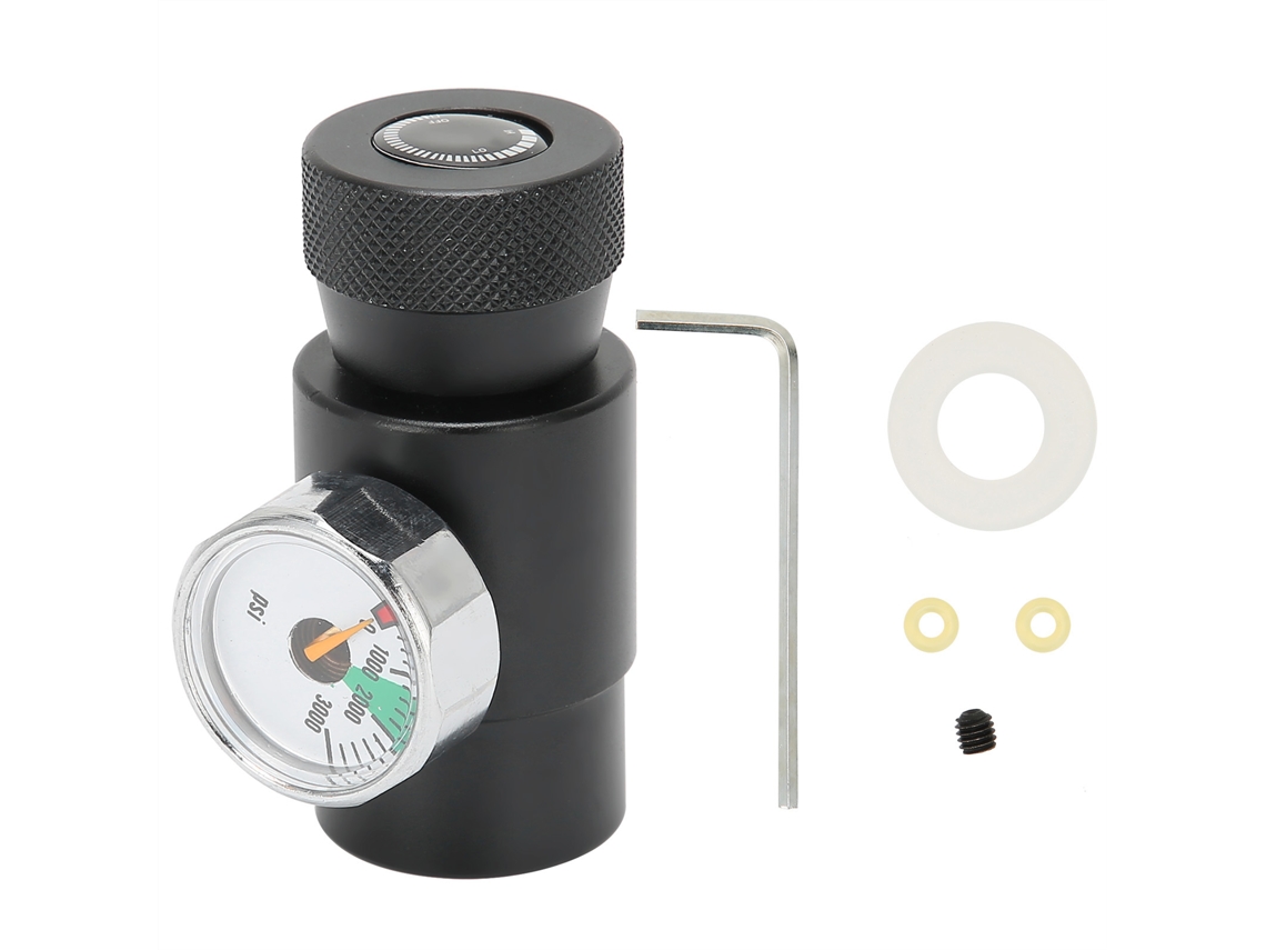 Adaptador De Recarga De Co2 Con Manómetro De 3000 Psi Para Botellas De Refresco - Negro