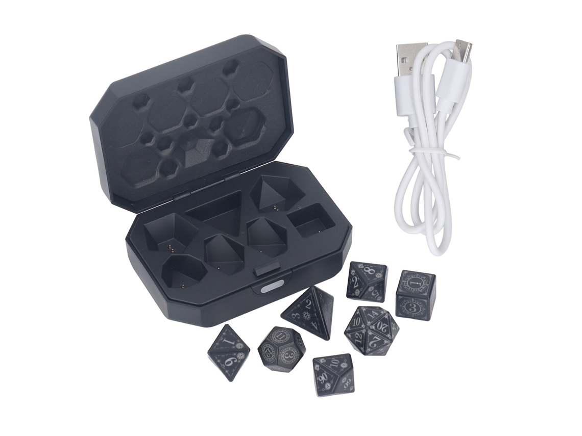 Rebe-set De 7 Dados Led Com Carga Por Contato, Dados Poliedros Iluminados Para Jogos De Mesa