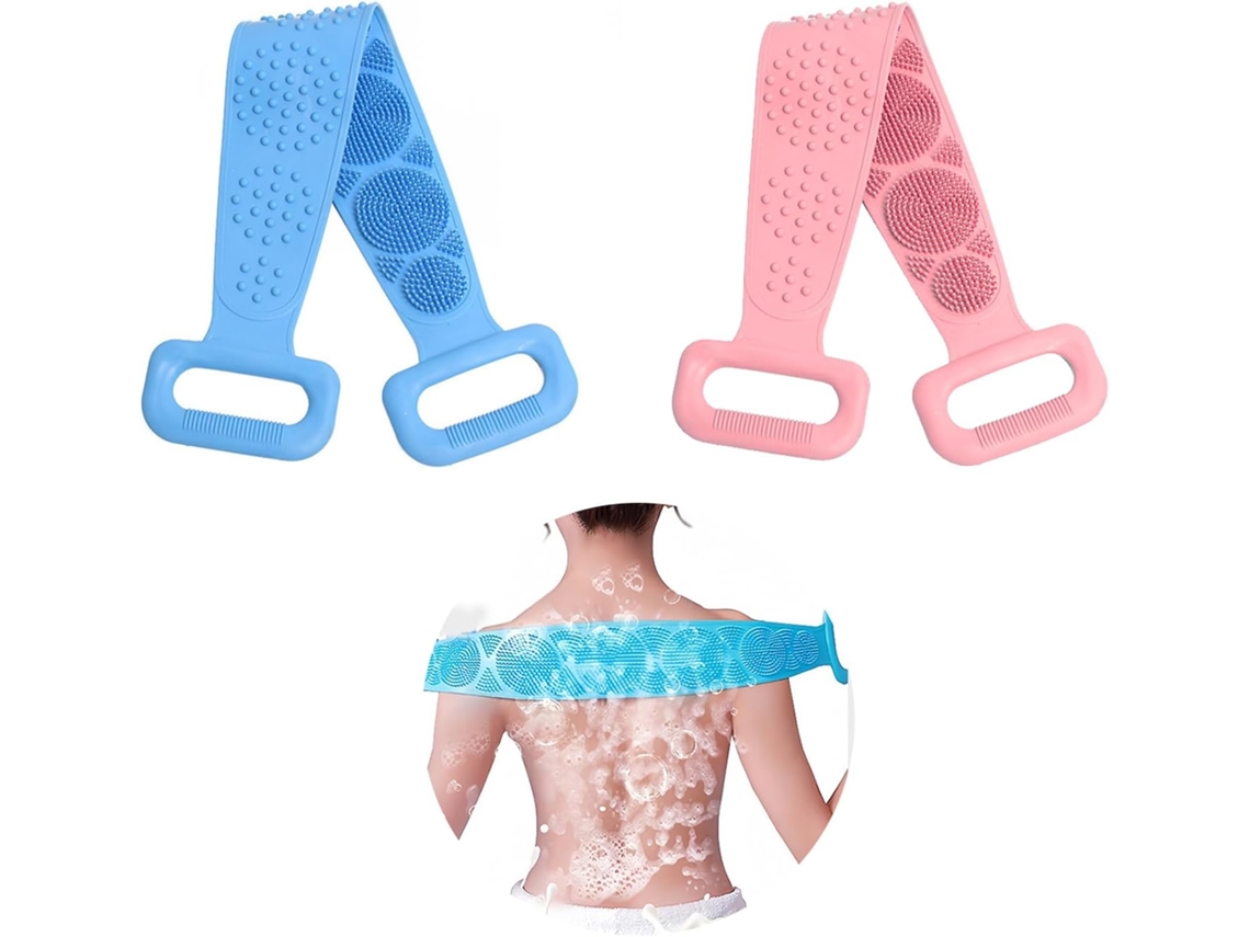 2 Cepillos Costas De Silicona Azul/rosa, Dos Lados, Elimina Células Muertas