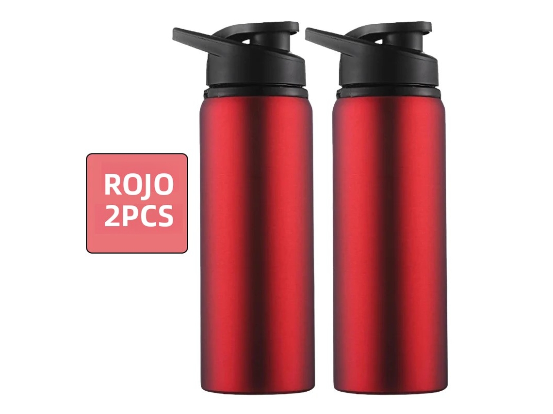 (2 Artículos Rojos) Botellas De Agua Portátiles De Metal Reutilizables Y A Prueba De Fugas