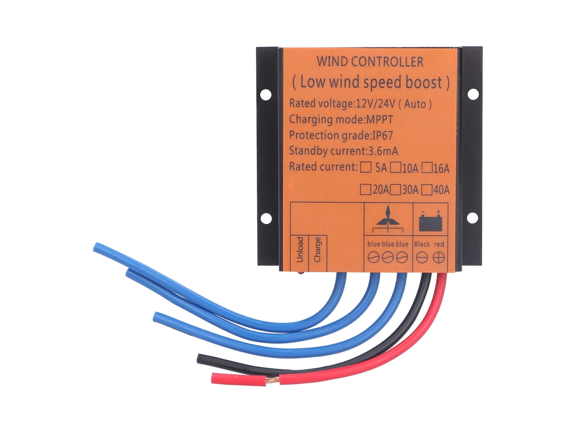 Regulador de carga para aerogenerador MPPT de 12 V, 24 V, 16 A, 100 W-400 W con luz LED