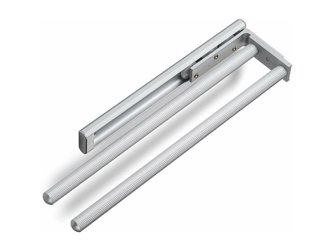Toallero telescópico de pared Ted Ev1 en aluminio anodizado (325-487 mm, giratorio) para baño o cocina.