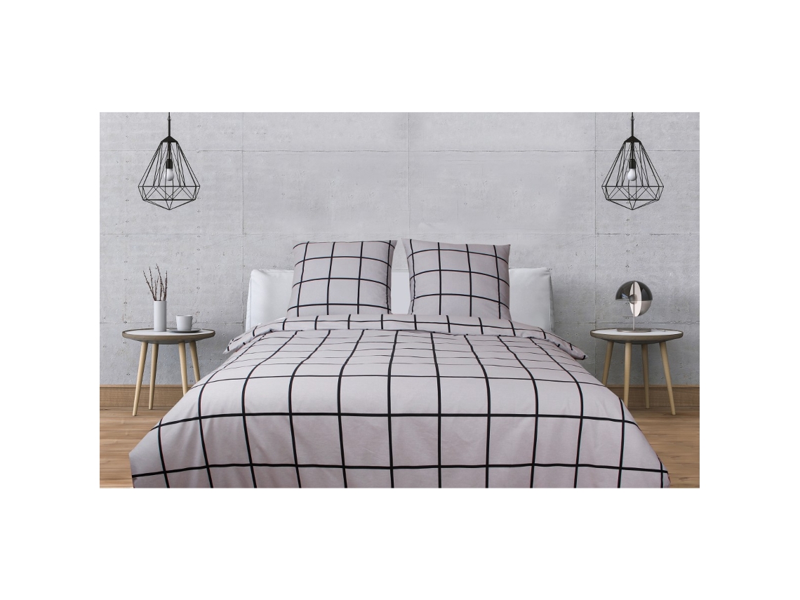 Juego de Funda Nórdica BLANC AVENUE  (140 x 200 cm - 100% Algodón - Gris)