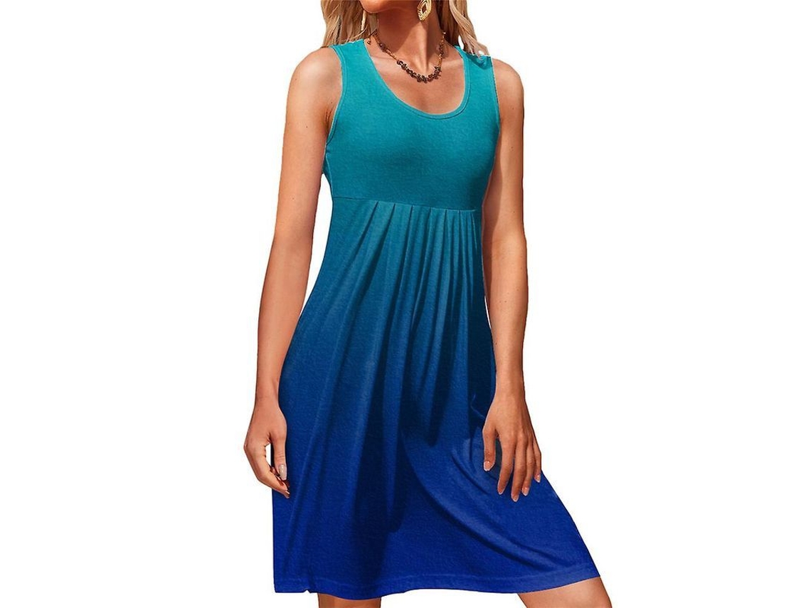 2026-vestido Casual Sin Mangas De Cuello Redondo Para Mujer Con Estampado Tipo Swing De Mezcla De Algodón