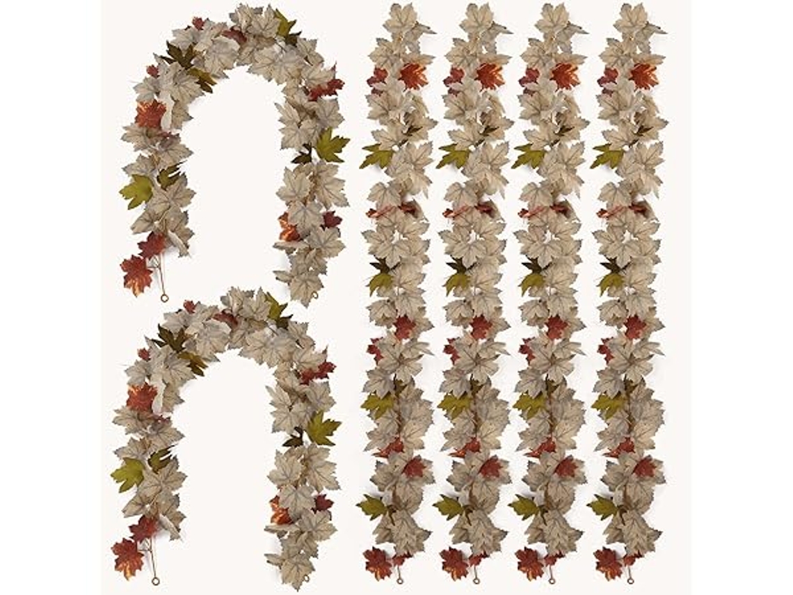 Conjunto Festivo, 6 Guirnaldas De Hojas De Arce Artificiales, 1,5 M, Ideal Para Halloween, Decoración De Otoño, Etc., Ergonómicas O