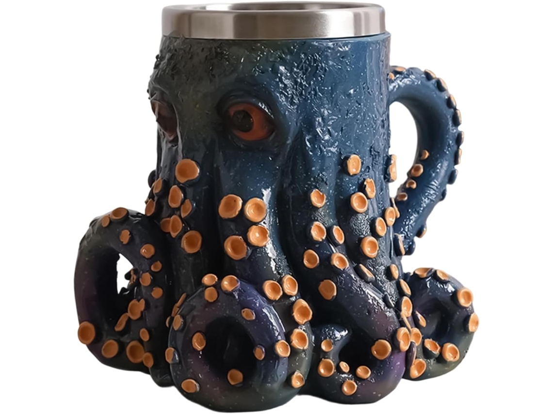 Taza Café Tazón Resina Para Zumo 160 Ergonómica Diseño Pulpo Bebidas Frías Calientes, Leche, Agua