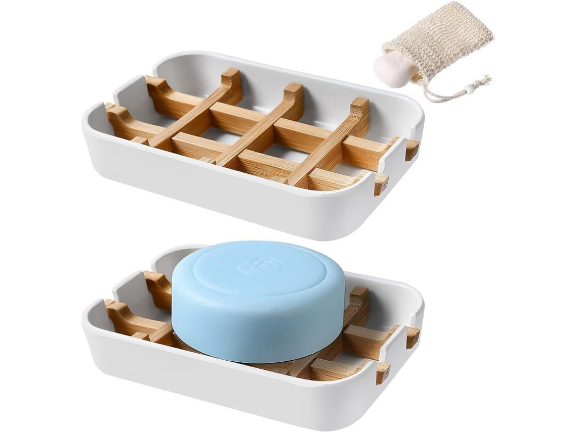 2026-platos De Jabón De Bambú, 3 Piezas, Anti-mohos, Sin Agua Estancada, Para Baño Y Ducha (blanco)