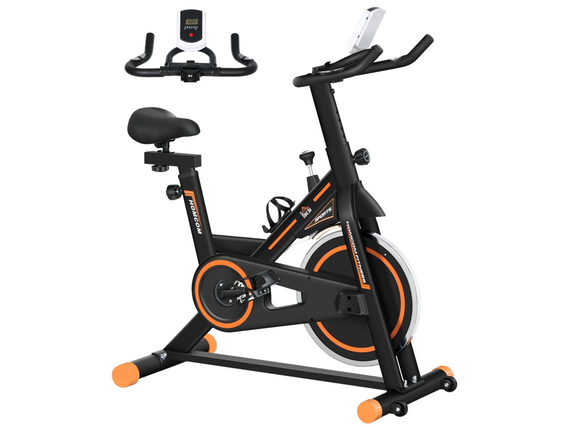 Bicicleta Estática Con Volante De Inercia, Capacidad De 8 Kg, Monitor De Frecuencia Cardíaca Lcd, 103x48x115 Cm, Color Naranja.
